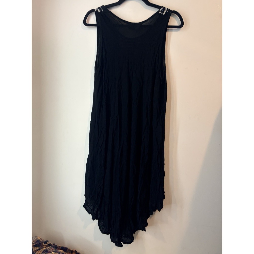 Vintage Jessica Taylor Rayon Swing Dress Black White Abstract Print Boho - Picture 4 of 4